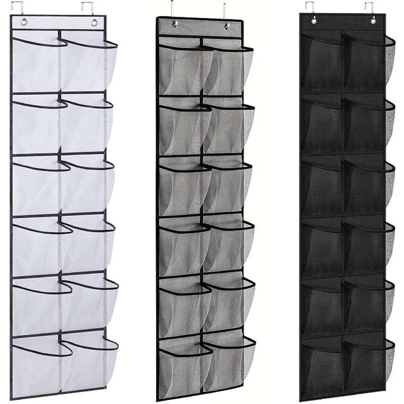 Pocket Over The Door Shoe Organizer With Clear Mesh Storage For Shoes Accessories And Small Spaces 0