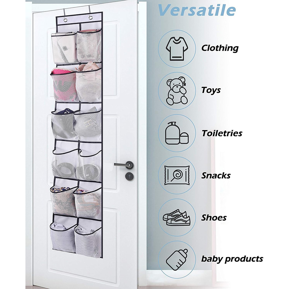 Pocket Over The Door Shoe Organizer With Clear Mesh Storage For Shoes Accessories And Small Spaces 2