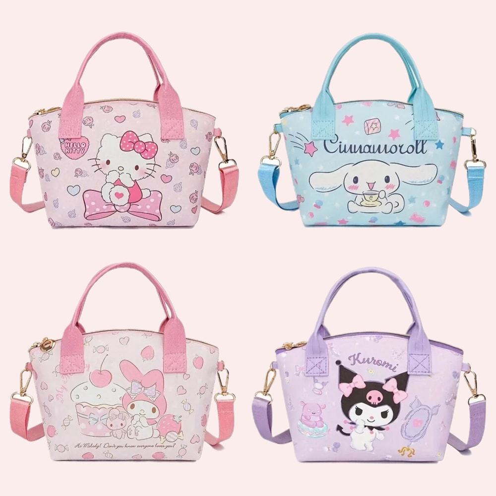 Sanrio Character Tote Bag For Women Hello Kitty Cinnamoroll Kuromi Shoulder Purse 1