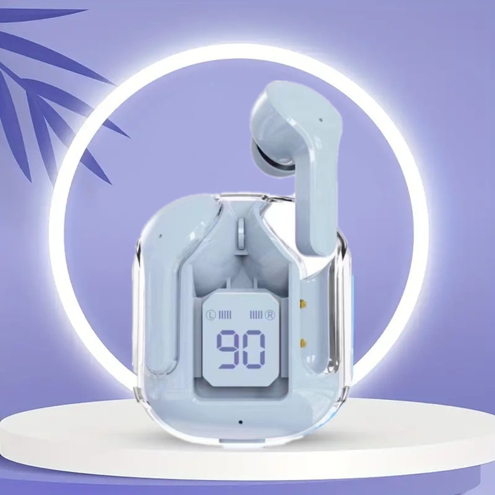 Transparent Wireless Bluetooth Earbuds With LED Display And Mic 5