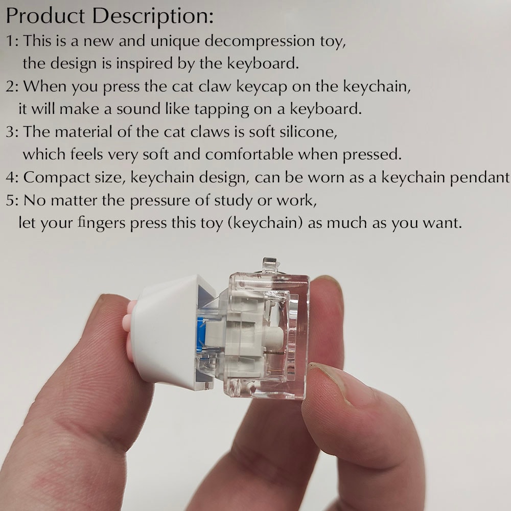 Cat Paw Clicky Keychain Fidget Toy for Stress Relief and Keycap Testing