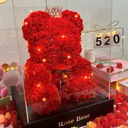 rose bear gift box for mom and her eternal rose teddy bear