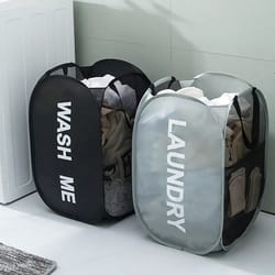 wide opening mesh laundry hamper pop up collapsible basket for dorm travel bathroom