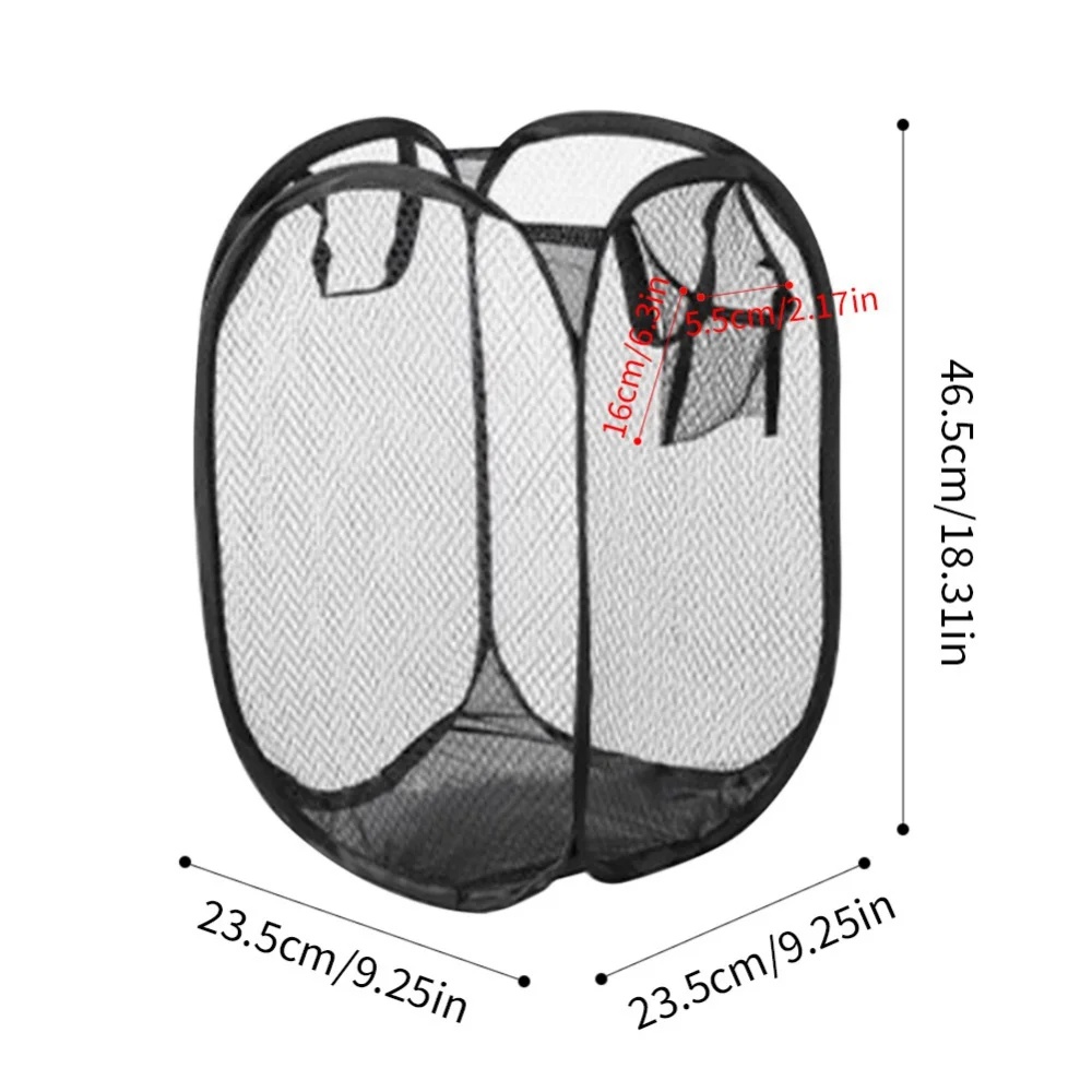 Wide Opening Mesh Laundry Hamper Pop Up Collapsible Basket For Dorm Travel Bathroom 1