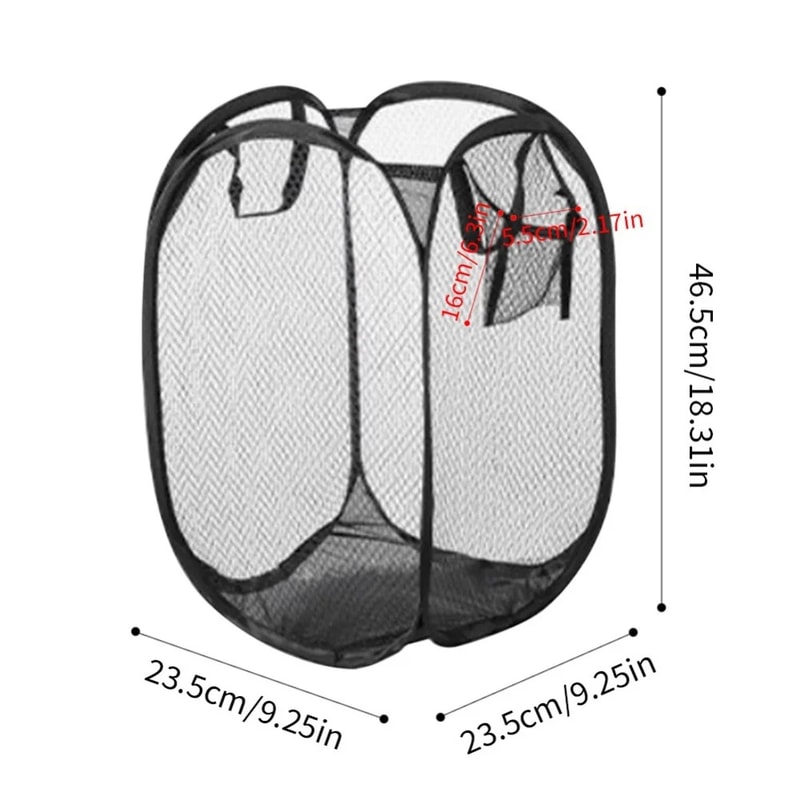 Wide Opening Mesh Laundry Hamper Pop Up Collapsible Basket For Dorm Travel Bathroom 1