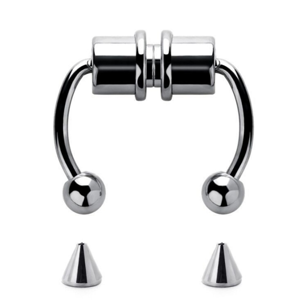 Magnetic Fake Septum Ring Clip On Horseshoe Nose Ring In Stainless Steel 5