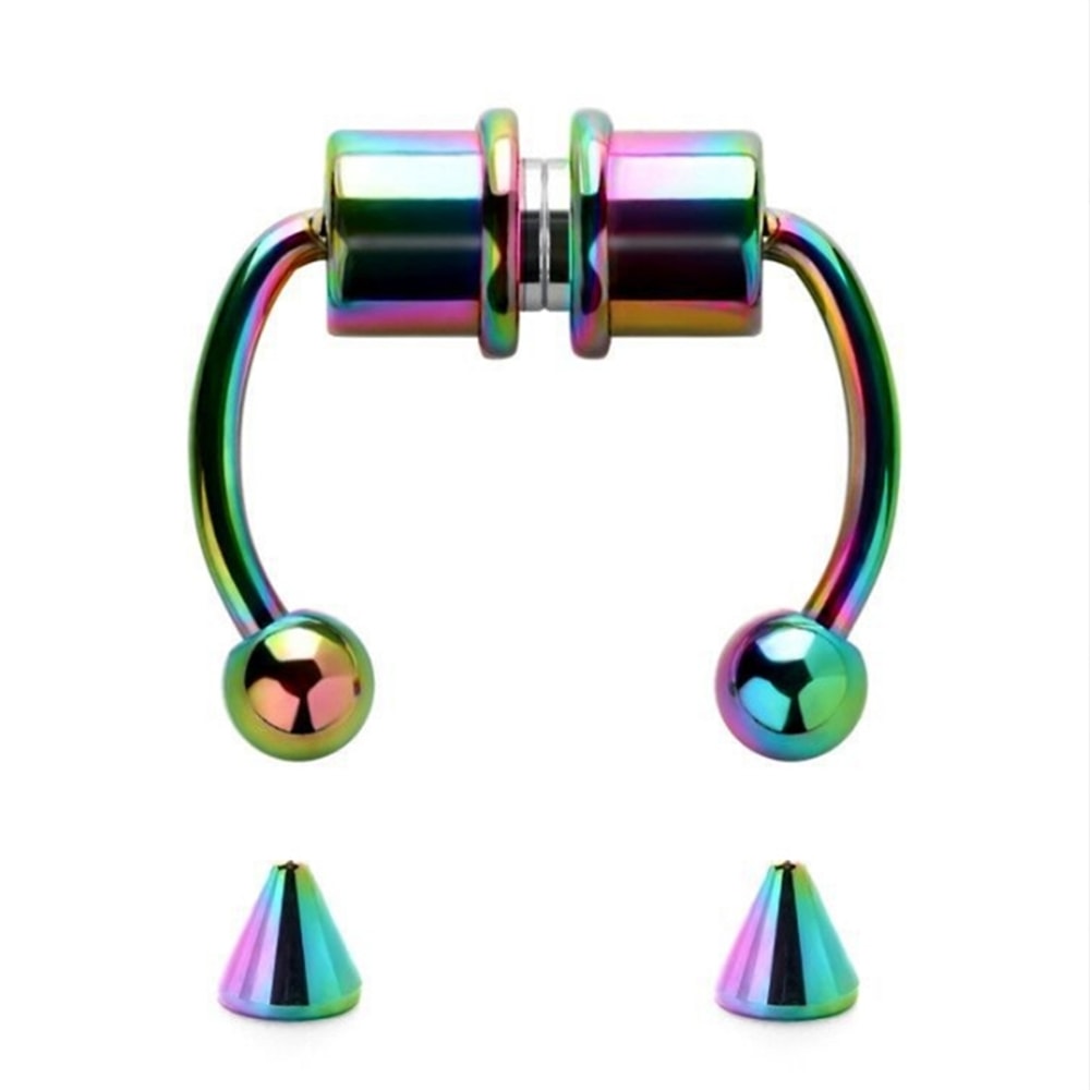 Magnetic Fake Septum Ring Clip On Horseshoe Nose Ring In Stainless Steel 7