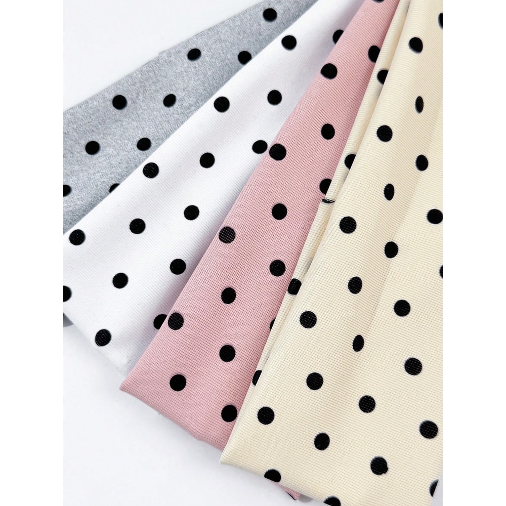 Polka Dot Headband Set For Women Wide Elastic Makeup And Sports Hair Bands 1