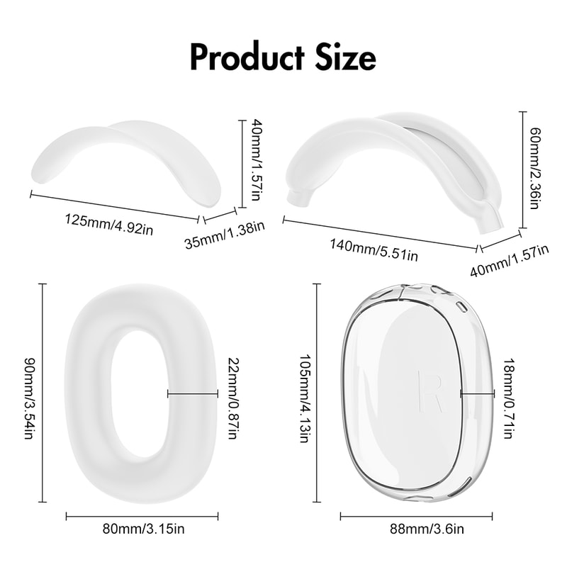 Clear AirPods Max case cover with Ear Cup and Headband Protection