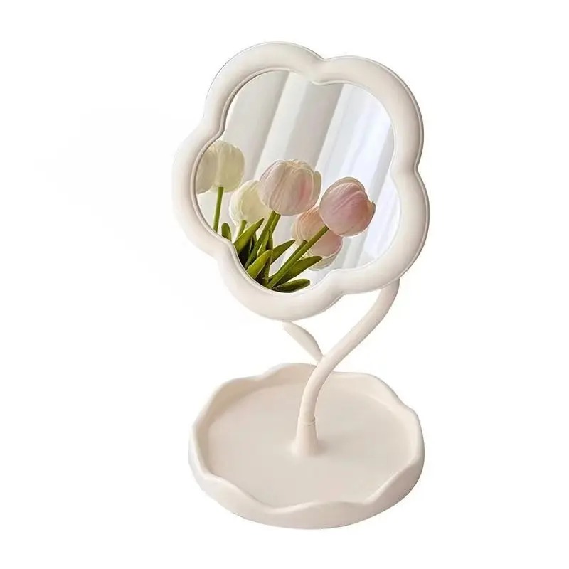 Flower Shaped Makeup Mirror Desk Vanity Mirror for Dorm and Bedroom