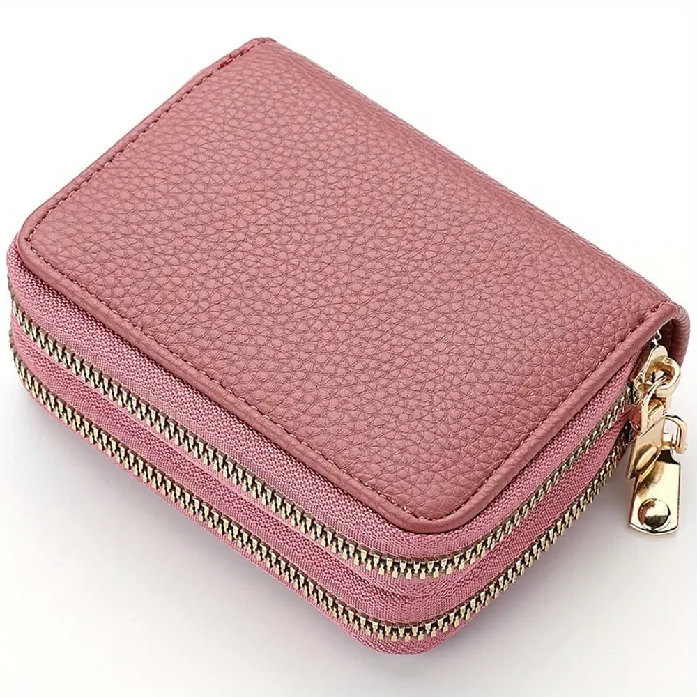 Compact Double Zipper Wallet For Women Card Holder With Coin Compartment 2