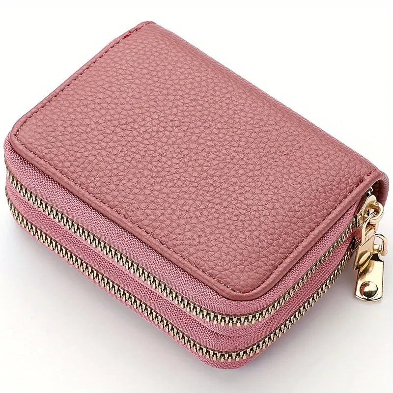 Compact Double Zipper Wallet For Women Card Holder With Coin Compartment 2