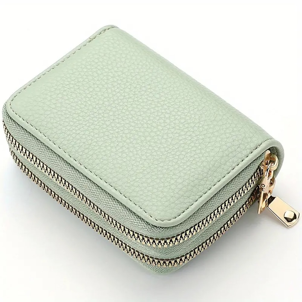 Compact Double Zipper Wallet For Women Card Holder With Coin Compartment 3