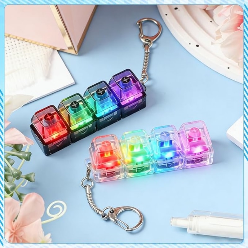 Light Up Keyboard Fidget Keychain For Stress Relief 2