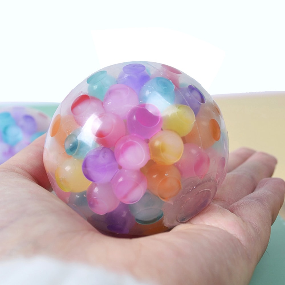 Rainbow Bead Stress Relief Ball Soft Squishy Sensory Fidget Toy For Kids Adults 2
