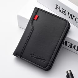 ultra thin mini pu leather credit card wallet for men