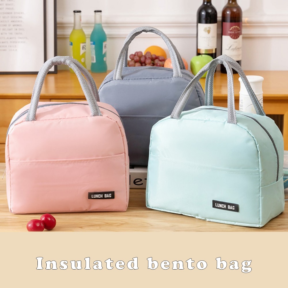Solid Color Insulated Bento Lunch Bag For Work School Travel 1
