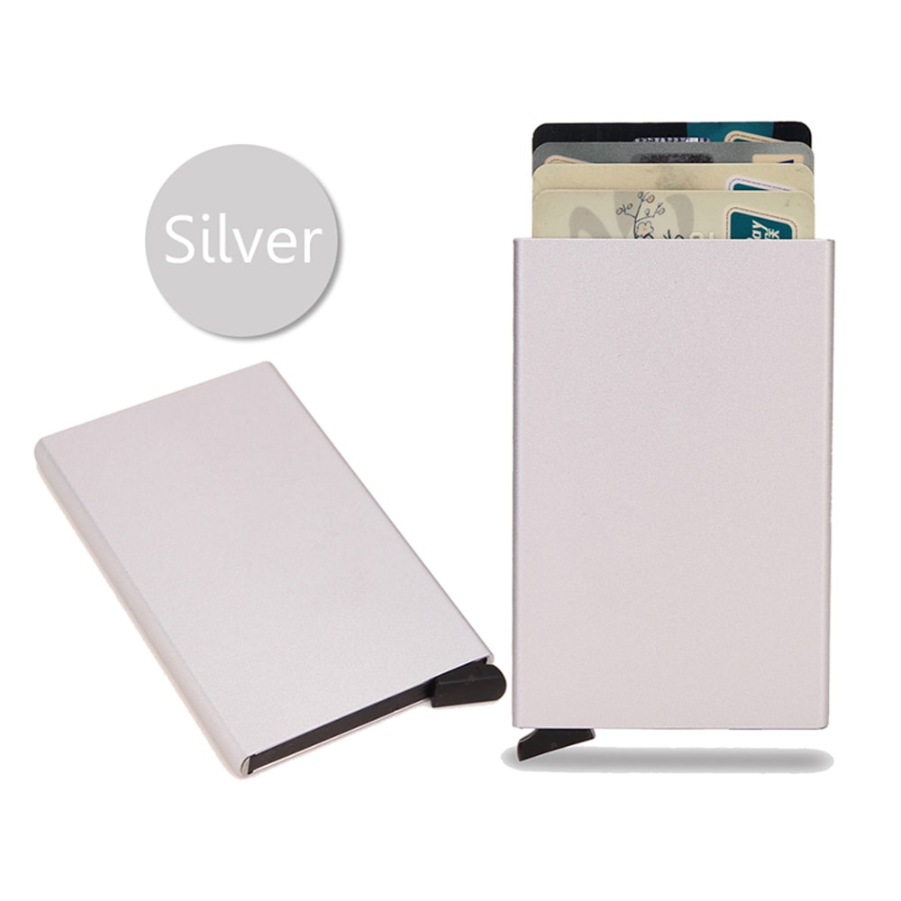 RFID Blocking Pop Up Card Holder Slim Metal Minimalist Wallet 8