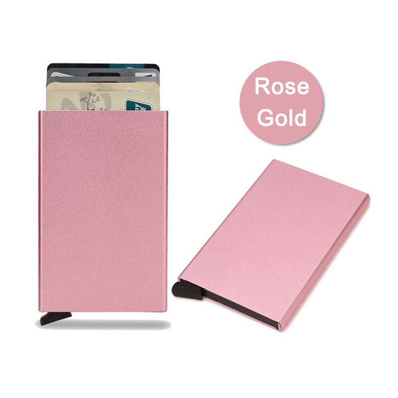 RFID Blocking Pop Up Card Holder Slim Metal Minimalist Wallet 9