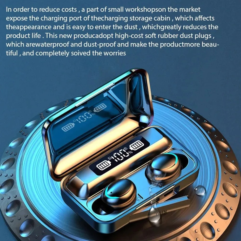 Wireless Earphones With LED Display Waterproof TWS Bluetooth Headphones With Noise Cancellation 1