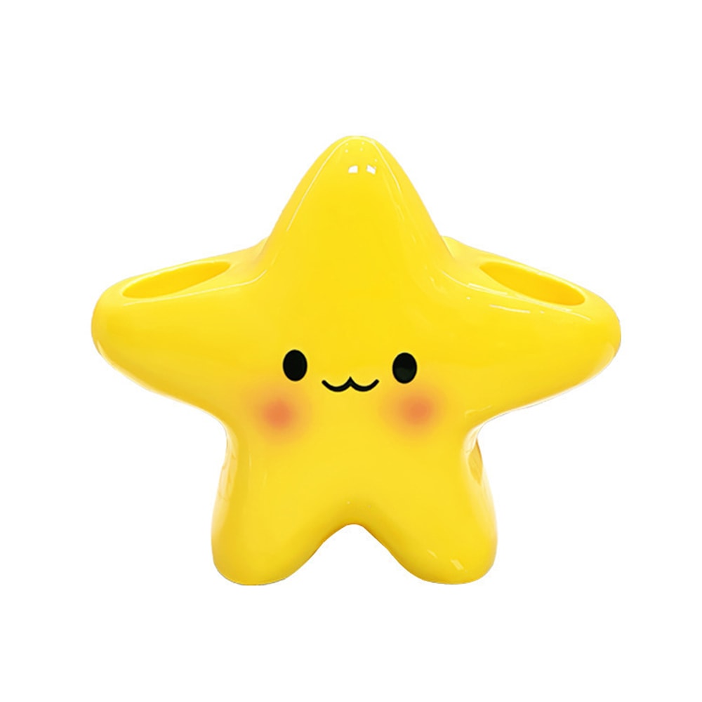 Cute Star Shaped Toothbrush Holder Freestanding Bathroom Organizer With Face Design 4