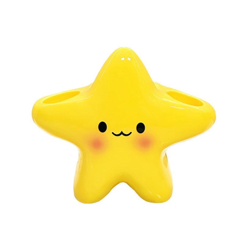 Cute Star Shaped Toothbrush Holder Freestanding Bathroom Organizer With Face Design 4