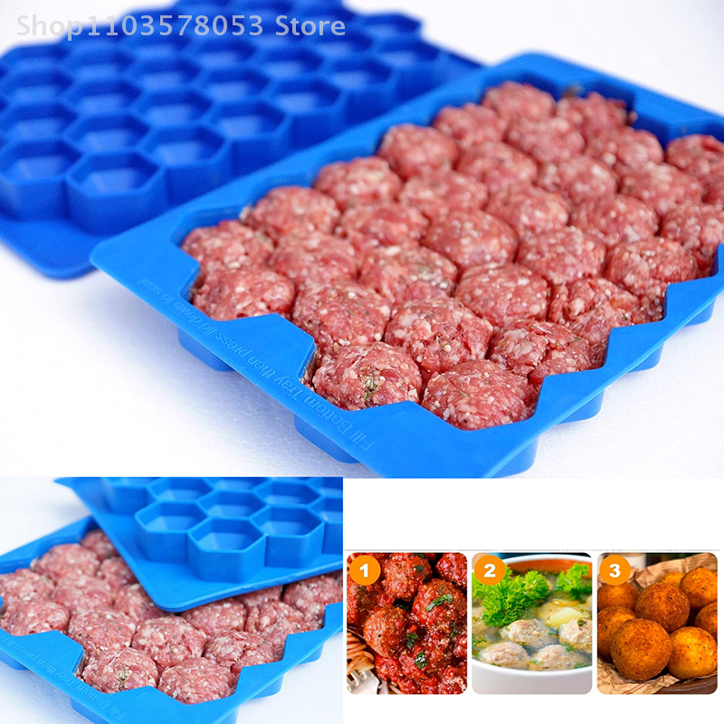 Grids Silicone Meatball Mold with Lid Honeycomb Rice & Fish Ball Maker