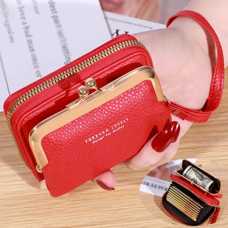 Large Capacity Womens Wallet With Wrist Strap Multiple Card Slots 0