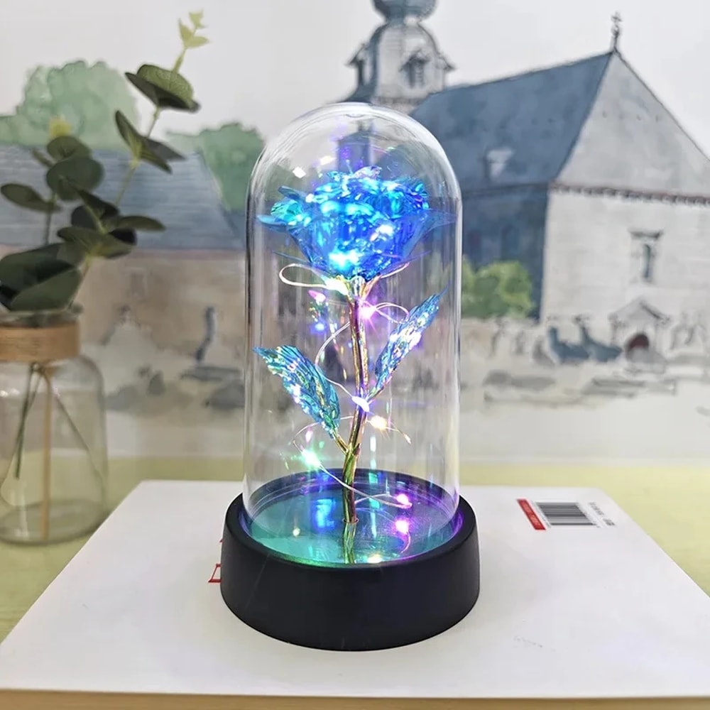 Eternal Rose LED Light Gift For Girlfriend Romantic Foil Flower Decor 5
