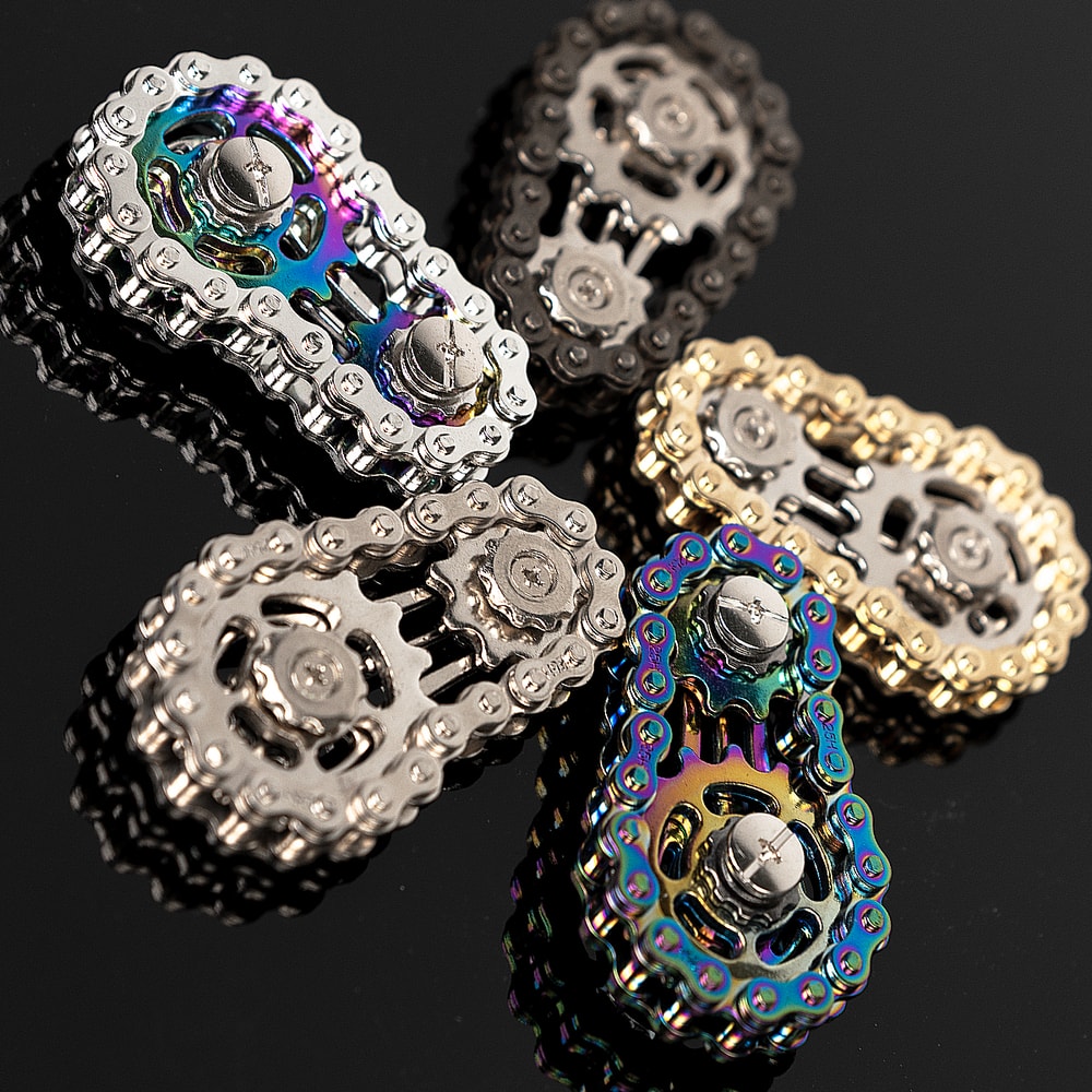 Silent Stainless Steel Bike Chain Fidget Spinner for Stress Relief and Focus