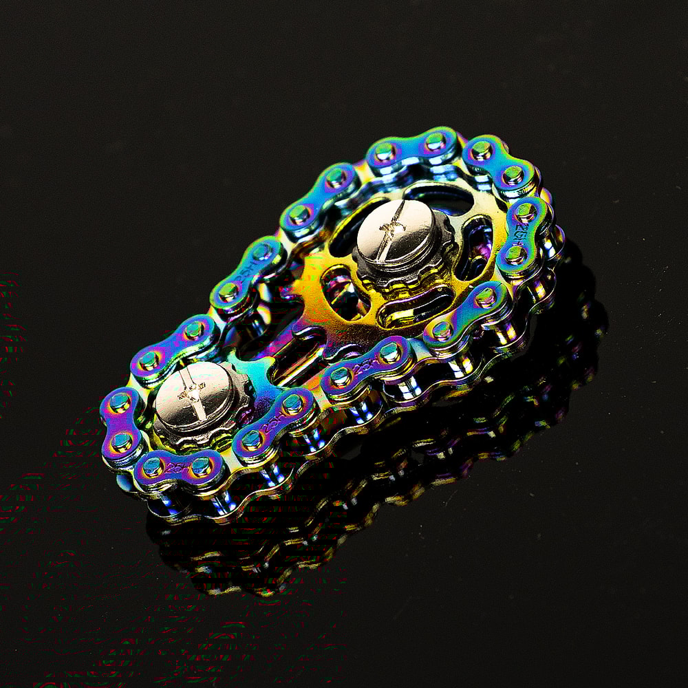 Silent Stainless Steel Bike Chain Fidget Spinner for Stress Relief and Focus