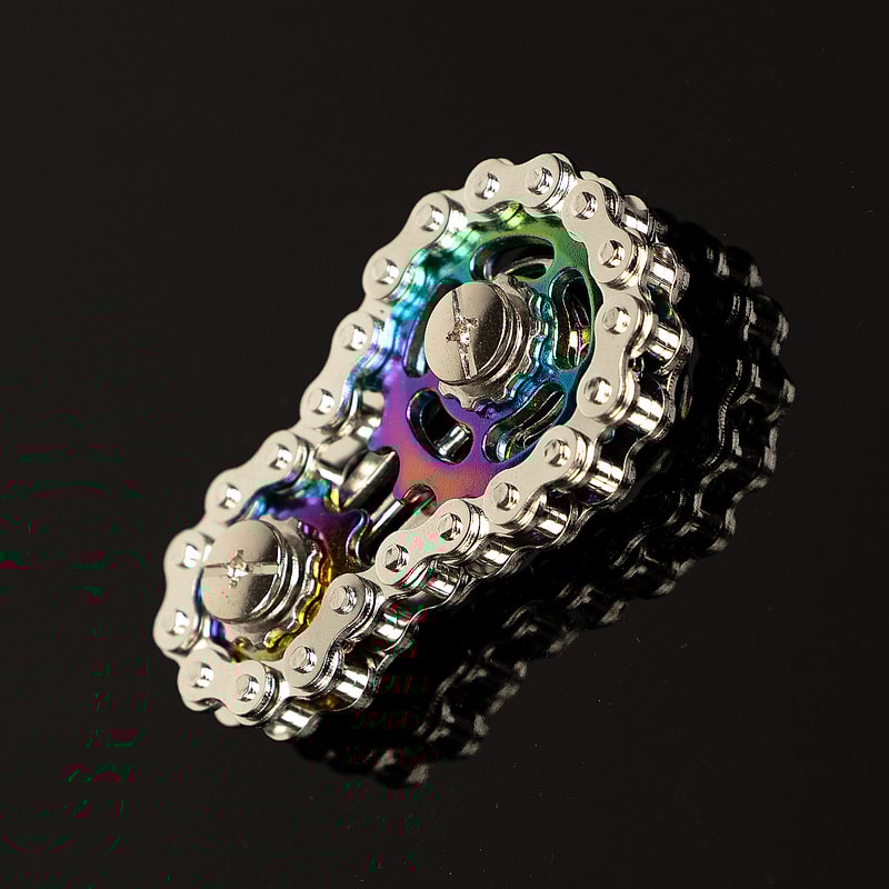 Silent Stainless Steel Bike Chain Fidget Spinner for Stress Relief and Focus