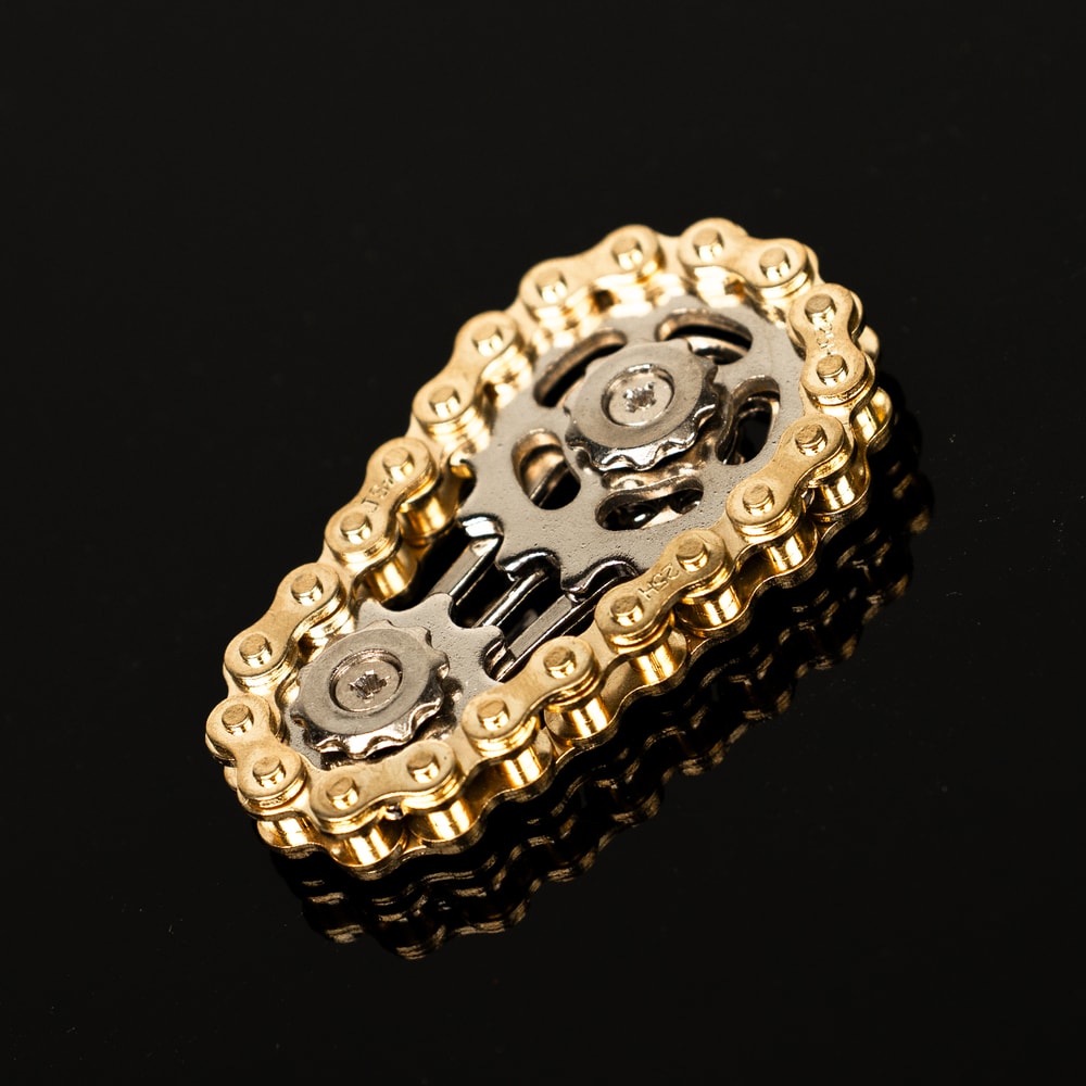 Silent Stainless Steel Bike Chain Fidget Spinner for Stress Relief and Focus