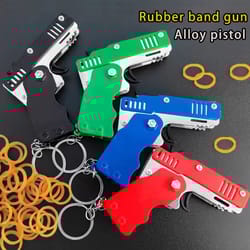 mini folding rubber band launcher toy with keychain