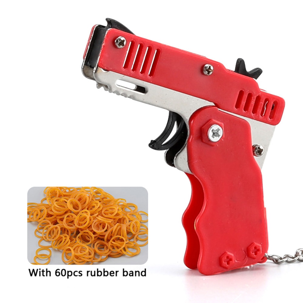 Mini Folding Rubber Band Launcher Toy With Keychain 3