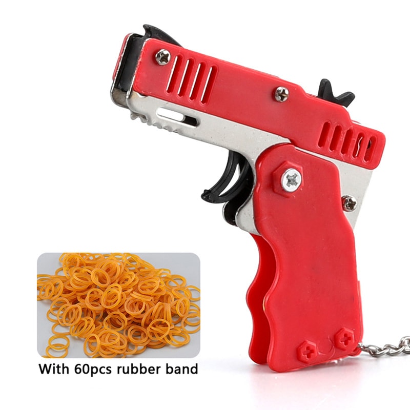 Mini Folding Rubber Band Launcher Toy With Keychain 3