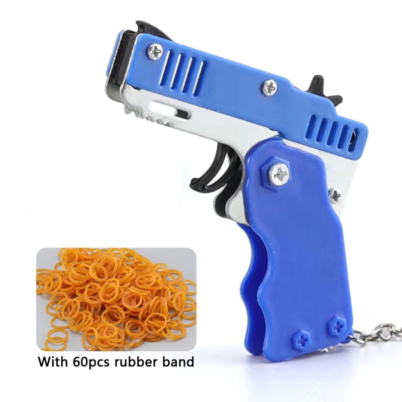 Mini Folding Rubber Band Launcher Toy With Keychain 4