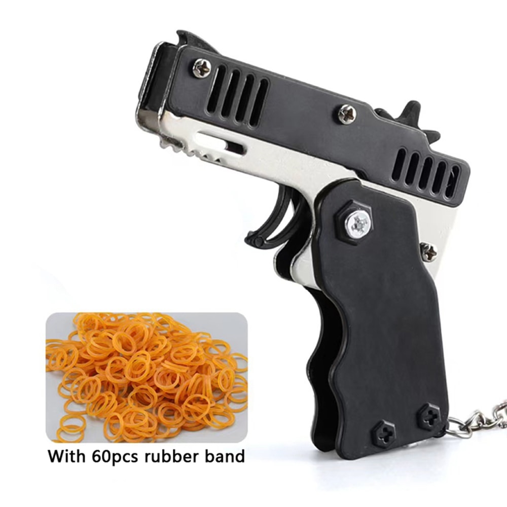 Mini Folding Rubber Band Launcher Toy With Keychain 5