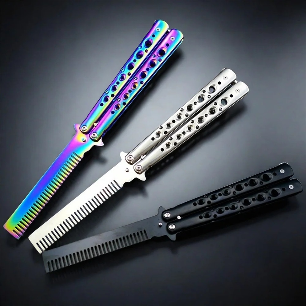Stainless Steel Butterfly Folding Comb For Beard And Hair Styling 0