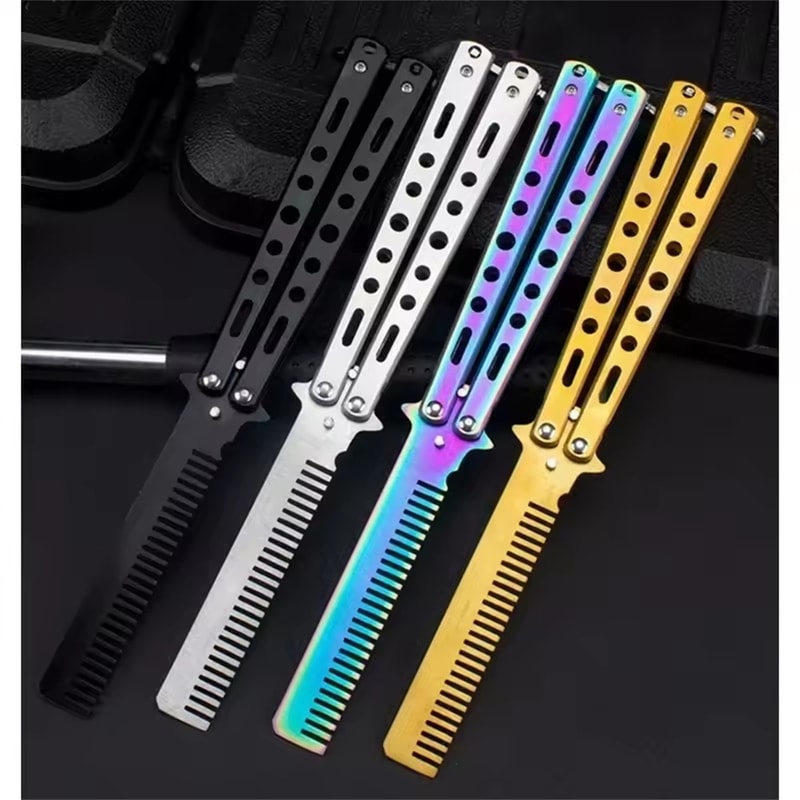 Stainless Steel Butterfly Folding Comb For Beard And Hair Styling 2