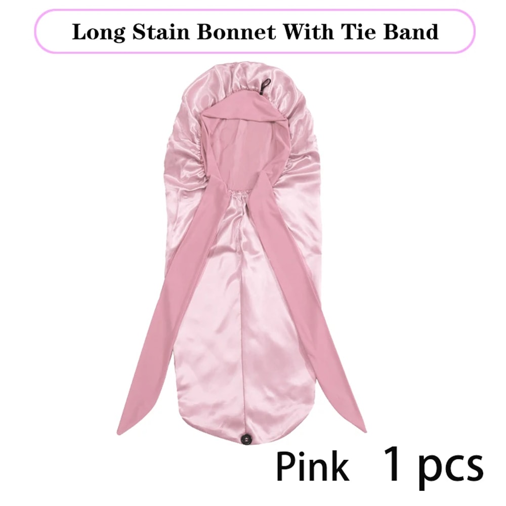 Extra Large Satin Bonnet With Long Tie For Sleeping 0