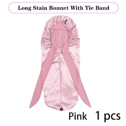 extra large satin bonnet with long tie for sleeping