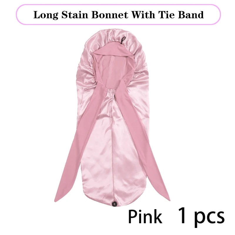 Extra Large Satin Bonnet With Long Tie For Sleeping 0