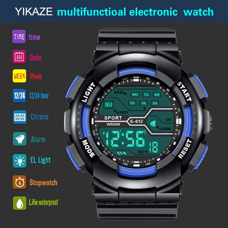 Mens Waterproof LED Digital Sports Watch Large Face Military Style 2