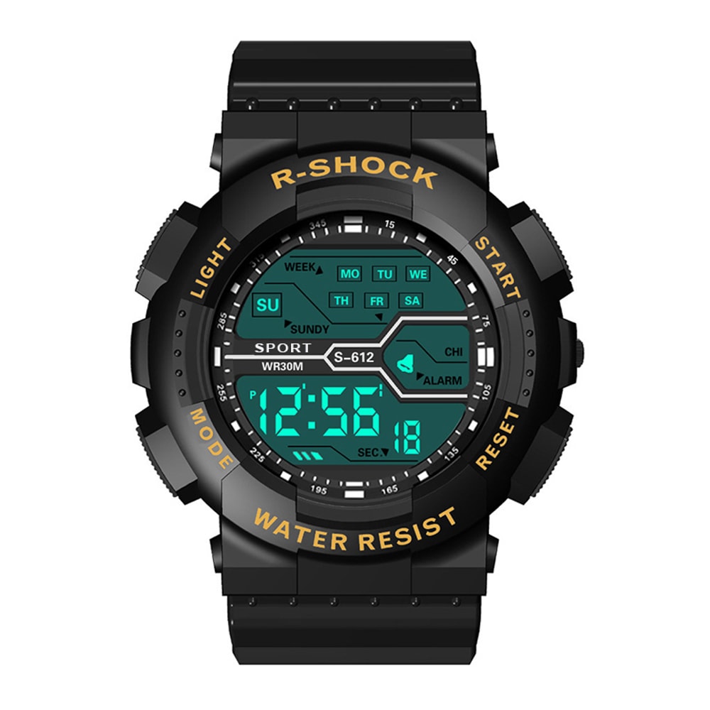 Mens Waterproof LED Digital Sports Watch Large Face Military Style 5