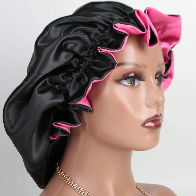 Reversible Double Layer Satin Bonnet For Sleeping For Curly Hair Braids 1