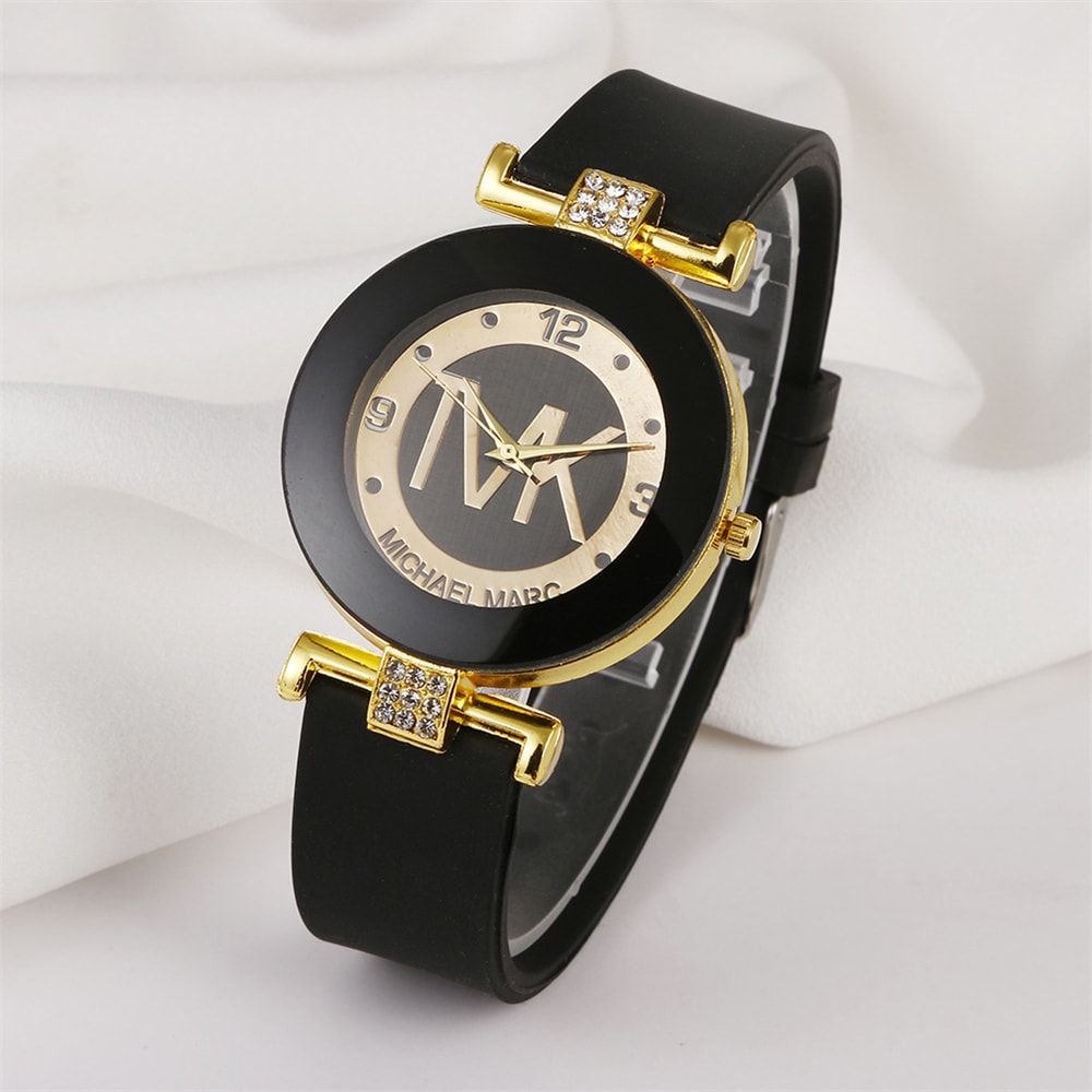 Womens Rhinestone Quartz Watch With Silicone Strap 2