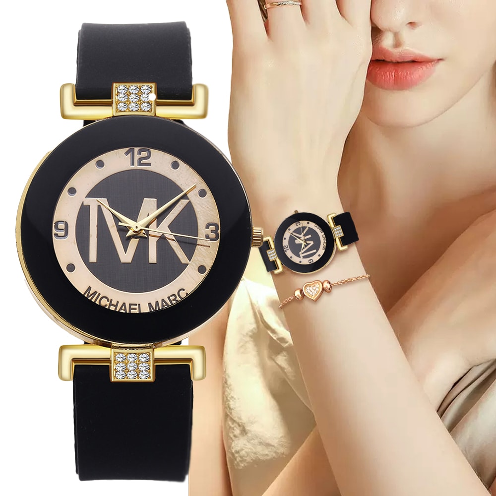Womens Rhinestone Quartz Watch With Silicone Strap 3