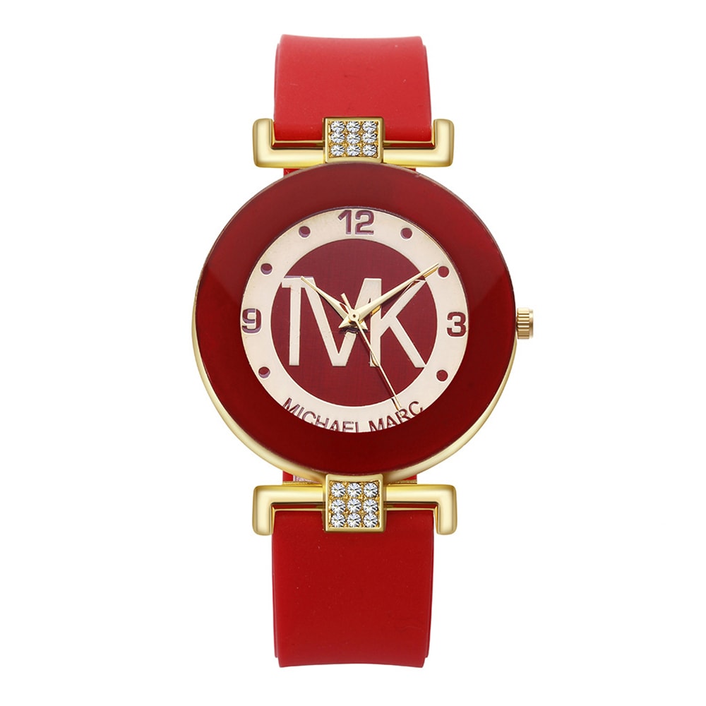 Womens Rhinestone Quartz Watch With Silicone Strap 5