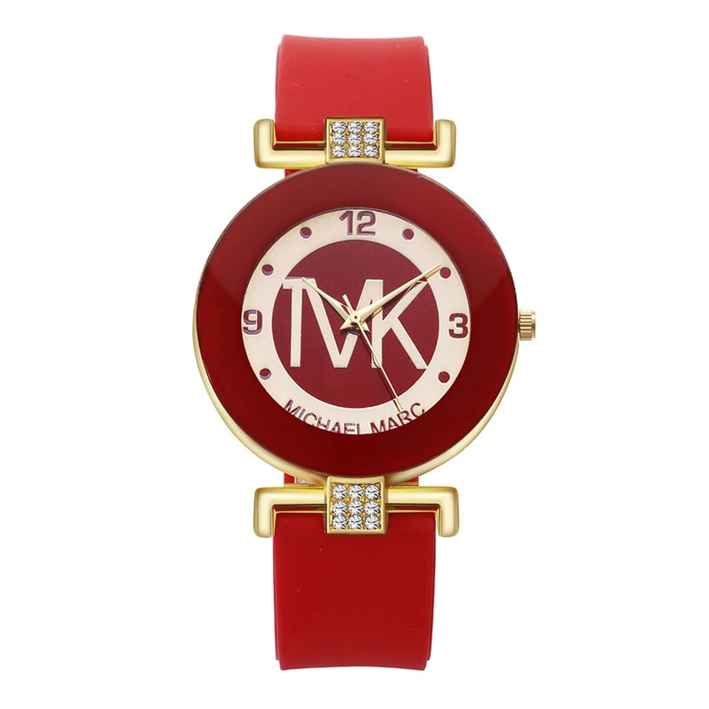 Womens Rhinestone Quartz Watch With Silicone Strap 5